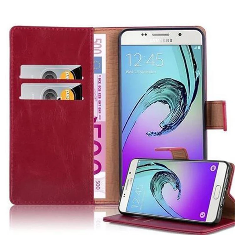 Cadorabo Hülle kompatibel mit Samsung Galaxy A5 2016 Schutzhülle mit Magnetverschluss, Standfunktion und Kartenfach