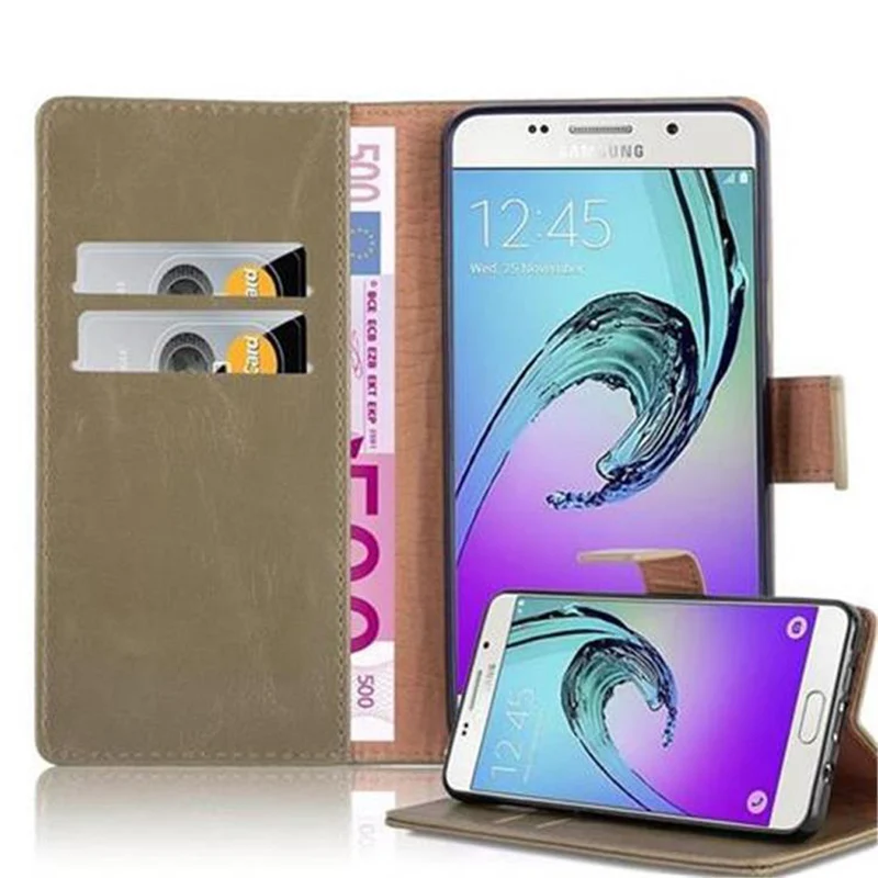 Cadorabo Hülle kompatibel mit Samsung Galaxy A5 2016 Schutzhülle mit Magnetverschluss, Standfunktion und Kartenfach