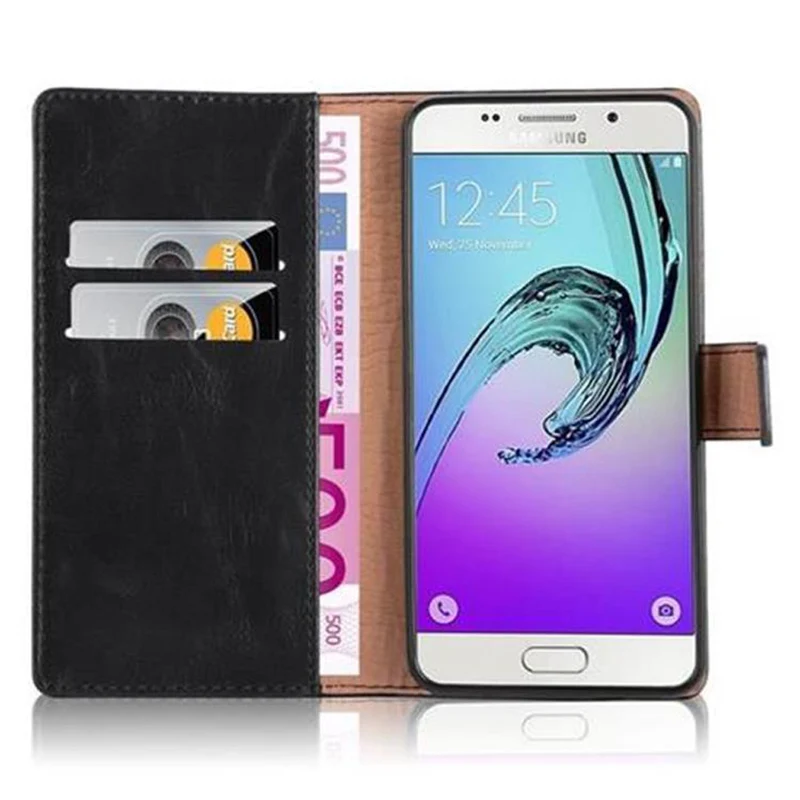 Cadorabo Hülle kompatibel mit Samsung Galaxy A5 2016 Schutzhülle mit Magnetverschluss, Standfunktion und Kartenfach