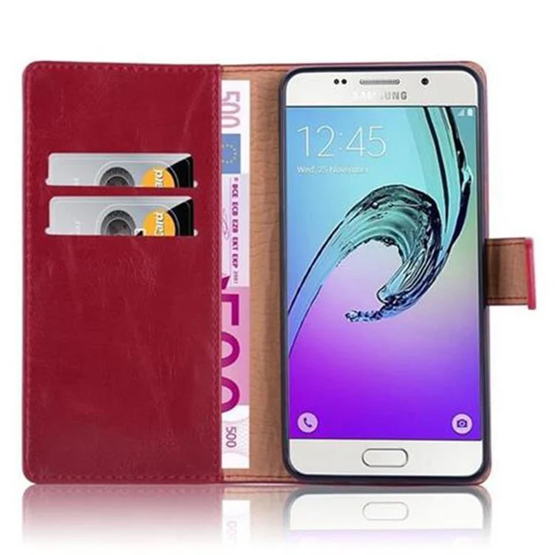Cadorabo Hülle kompatibel mit Samsung Galaxy A5 2016 Schutzhülle mit Magnetverschluss, Standfunktion und Kartenfach