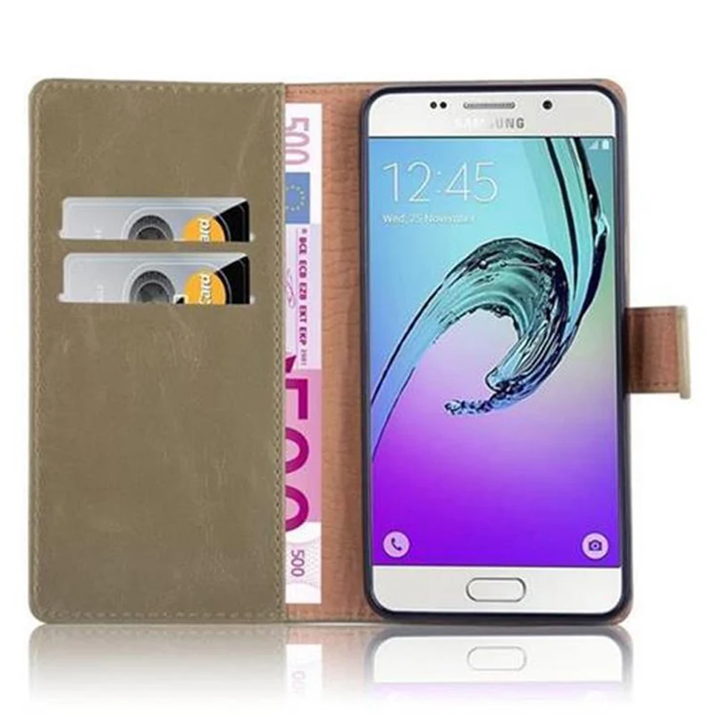 Cadorabo Hülle kompatibel mit Samsung Galaxy A5 2016 Schutzhülle mit Magnetverschluss, Standfunktion und Kartenfach