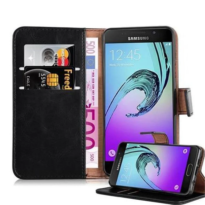 Cadorabo Hülle kompatibel mit Samsung Galaxy A3 2016 Schutzhülle mit Magnetverschluss, Standfunktion und Kartenfach