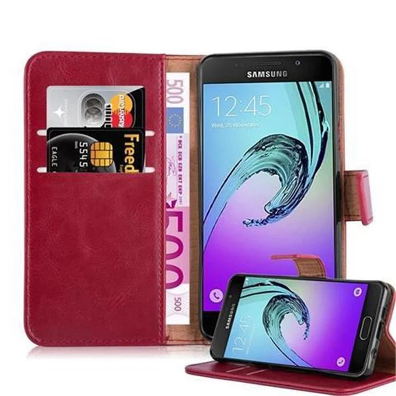 Cadorabo Hülle kompatibel mit Samsung Galaxy A3 2016 Schutzhülle mit Magnetverschluss, Standfunktion und Kartenfach