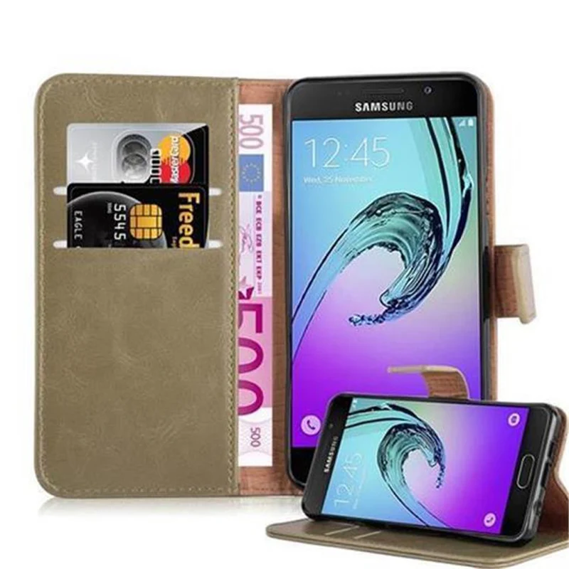 Cadorabo Hülle kompatibel mit Samsung Galaxy A3 2016 Schutzhülle mit Magnetverschluss, Standfunktion und Kartenfach