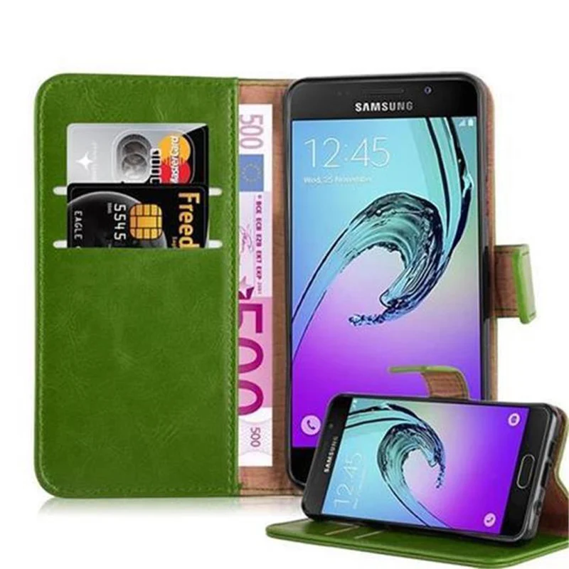 Cadorabo Hülle kompatibel mit Samsung Galaxy A3 2016 Schutzhülle mit Magnetverschluss, Standfunktion und Kartenfach