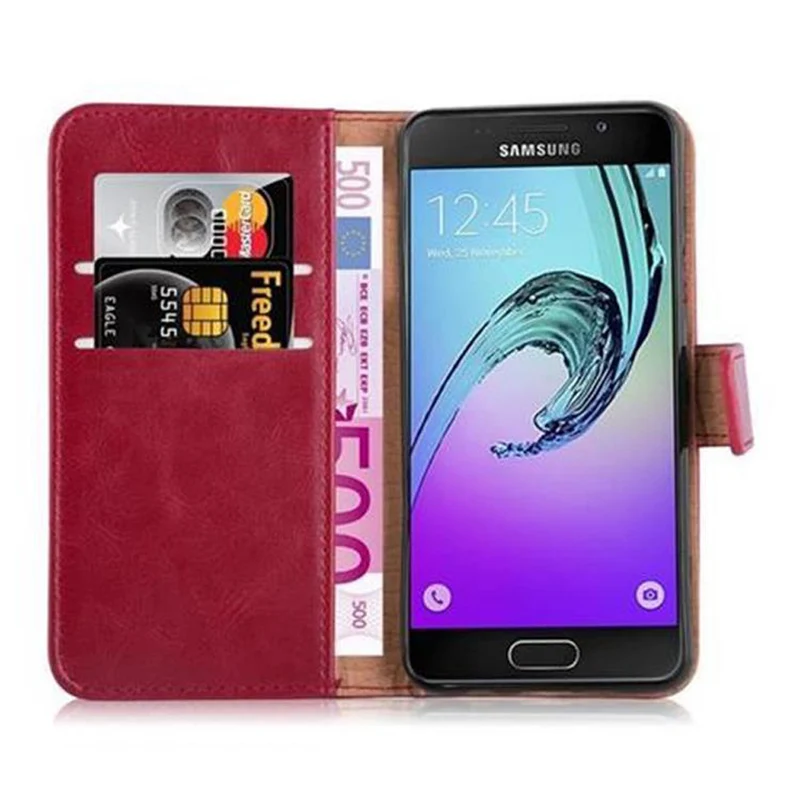 Cadorabo Hülle kompatibel mit Samsung Galaxy A3 2016 Schutzhülle mit Magnetverschluss, Standfunktion und Kartenfach