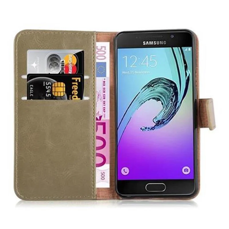 Cadorabo Hülle kompatibel mit Samsung Galaxy A3 2016 Schutzhülle mit Magnetverschluss, Standfunktion und Kartenfach