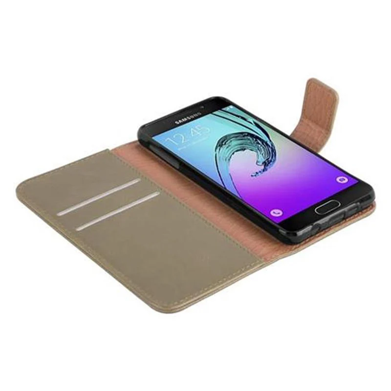 Cadorabo Hülle kompatibel mit Samsung Galaxy A3 2016 Schutzhülle mit Magnetverschluss, Standfunktion und Kartenfach