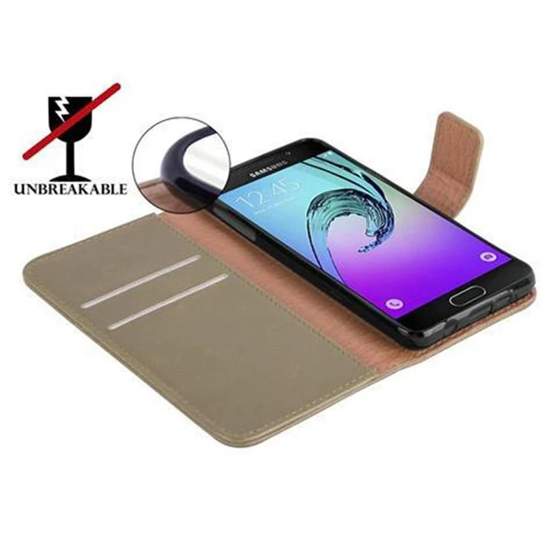 Cadorabo Hülle kompatibel mit Samsung Galaxy A3 2016 Schutzhülle mit Magnetverschluss, Standfunktion und Kartenfach