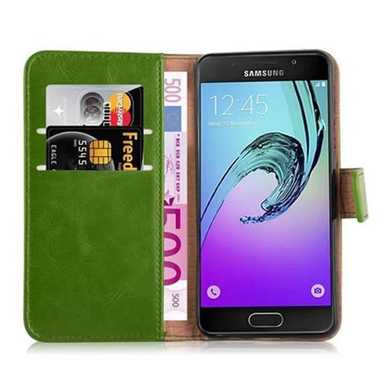 Cadorabo Hülle kompatibel mit Samsung Galaxy A3 2016 Schutzhülle mit Magnetverschluss, Standfunktion und Kartenfach