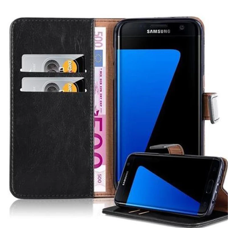 Cadorabo Hülle kompatibel mit Samsung Galaxy S7 EDGE Schutzhülle mit Magnetverschluss, Standfunktion und Kartenfach