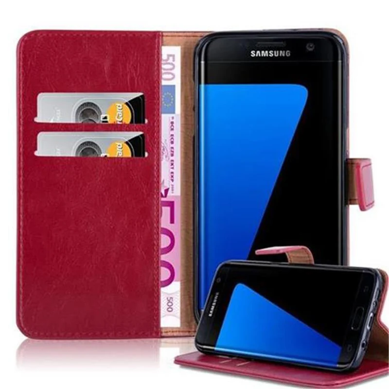 Cadorabo Hülle kompatibel mit Samsung Galaxy S7 EDGE Schutzhülle mit Magnetverschluss, Standfunktion und Kartenfach