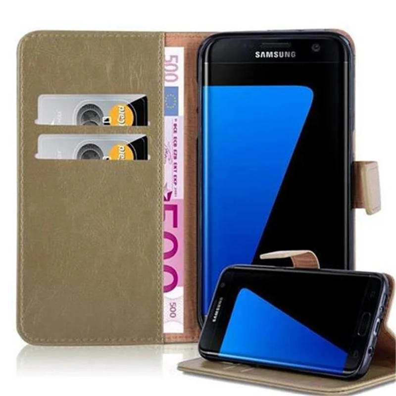 Cadorabo Hülle kompatibel mit Samsung Galaxy S7 EDGE Schutzhülle mit Magnetverschluss, Standfunktion und Kartenfach