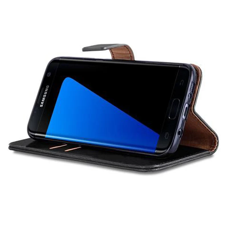 Cadorabo Hülle kompatibel mit Samsung Galaxy S7 EDGE Schutzhülle mit Magnetverschluss, Standfunktion und Kartenfach