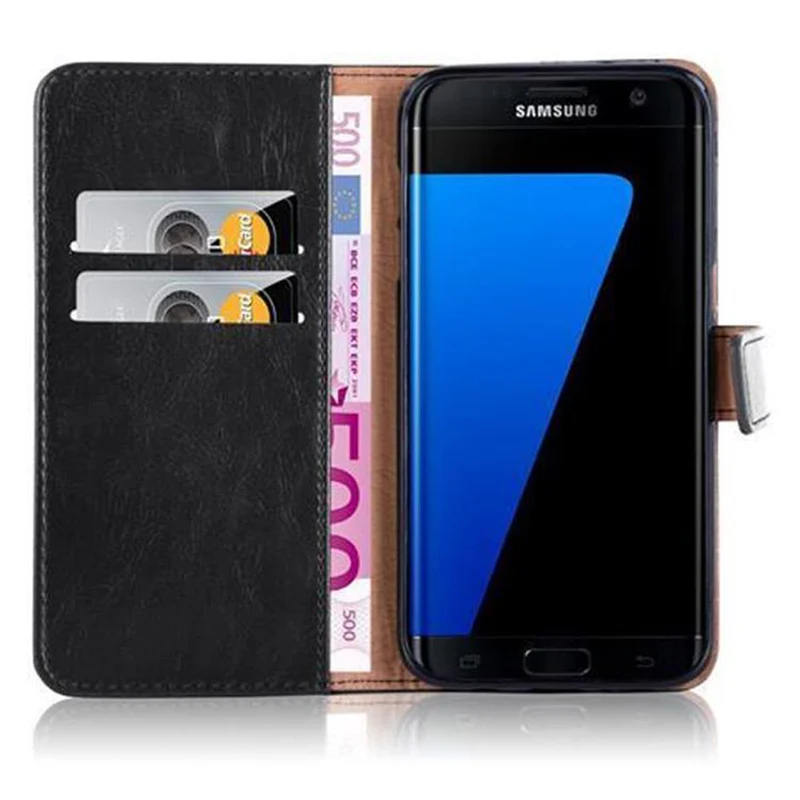 Cadorabo Hülle kompatibel mit Samsung Galaxy S7 EDGE Schutzhülle mit Magnetverschluss, Standfunktion und Kartenfach