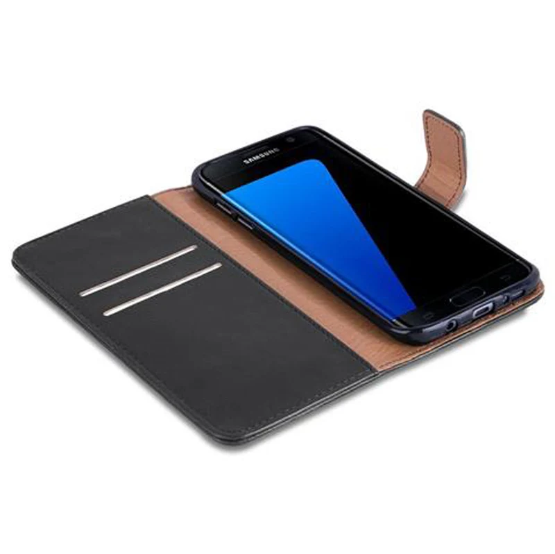 Cadorabo Hülle kompatibel mit Samsung Galaxy S7 EDGE Schutzhülle mit Magnetverschluss, Standfunktion und Kartenfach
