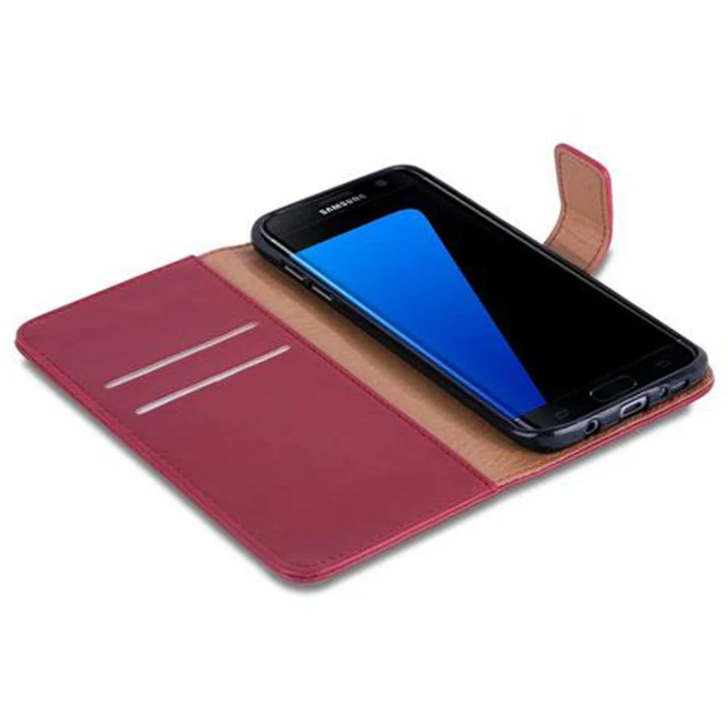 Cadorabo Hülle kompatibel mit Samsung Galaxy S7 EDGE Schutzhülle mit Magnetverschluss, Standfunktion und Kartenfach