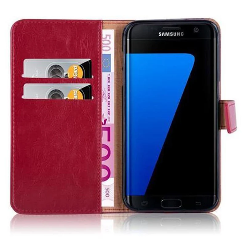 Cadorabo Hülle kompatibel mit Samsung Galaxy S7 EDGE Schutzhülle mit Magnetverschluss, Standfunktion und Kartenfach