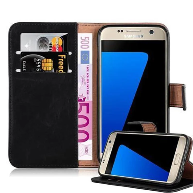 Cadorabo Hülle kompatibel mit Samsung Galaxy S7 Schutzhülle mit Magnetverschluss, Standfunktion und Kartenfach