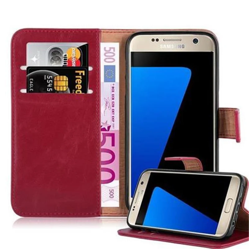 Cadorabo Hülle kompatibel mit Samsung Galaxy S7 Schutzhülle mit Magnetverschluss, Standfunktion und Kartenfach