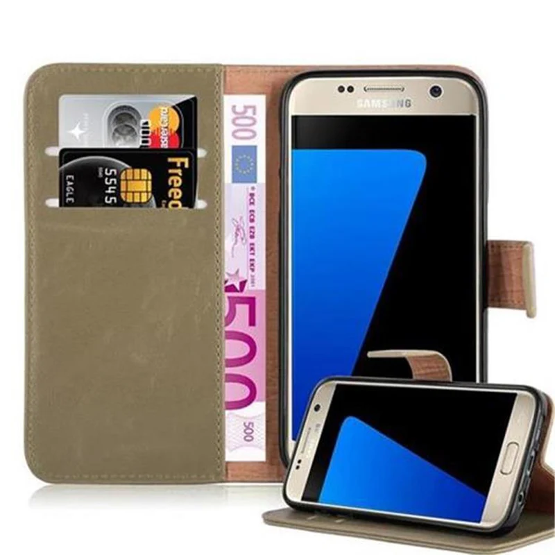 Cadorabo Hülle kompatibel mit Samsung Galaxy S7 Schutzhülle mit Magnetverschluss, Standfunktion und Kartenfach