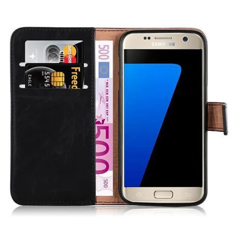 Cadorabo Hülle kompatibel mit Samsung Galaxy S7 Schutzhülle mit Magnetverschluss, Standfunktion und Kartenfach