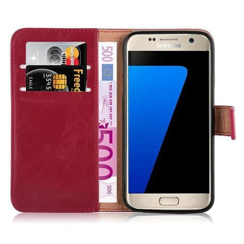 Cadorabo Hülle kompatibel mit Samsung Galaxy S7 Schutzhülle mit Magnetverschluss, Standfunktion und Kartenfach