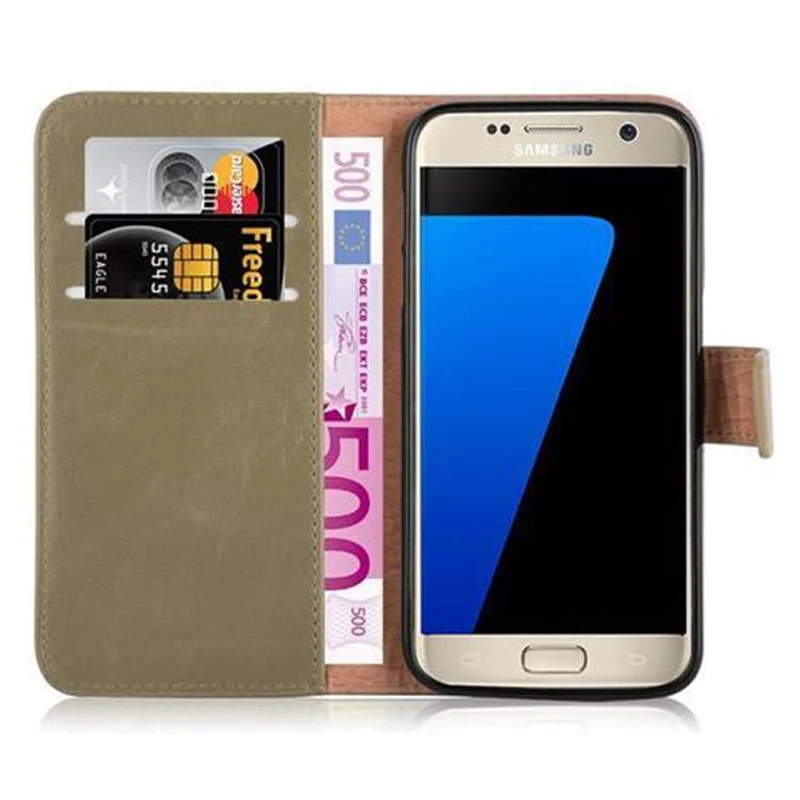 Cadorabo Hülle kompatibel mit Samsung Galaxy S7 Schutzhülle mit Magnetverschluss, Standfunktion und Kartenfach