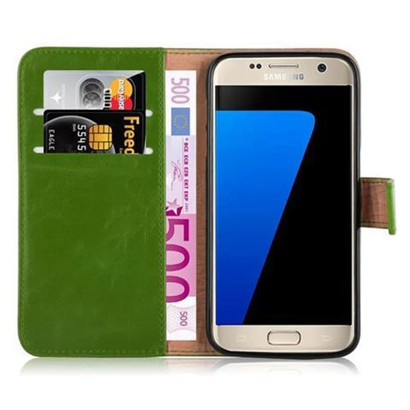 Cadorabo Hülle kompatibel mit Samsung Galaxy S7 Schutzhülle mit Magnetverschluss, Standfunktion und Kartenfach
