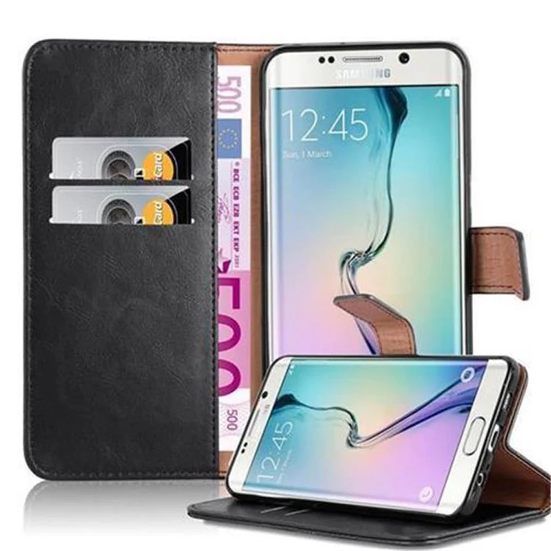 Cadorabo Hülle kompatibel mit Samsung Galaxy S6 EDGE PLUS Schutzhülle mit Magnetverschluss, Standfunktion und Kartenfach