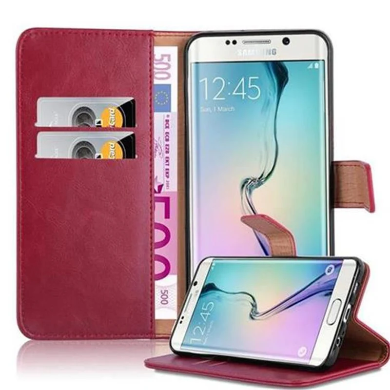 Cadorabo Hülle kompatibel mit Samsung Galaxy S6 EDGE PLUS Schutzhülle mit Magnetverschluss, Standfunktion und Kartenfach