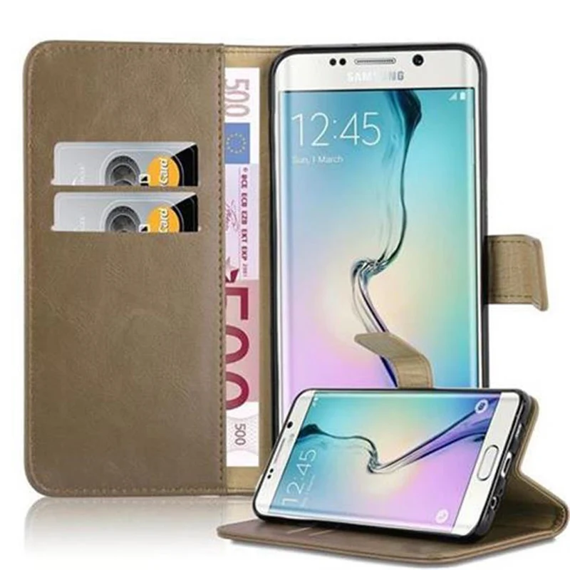 Cadorabo Hülle kompatibel mit Samsung Galaxy S6 EDGE PLUS Schutzhülle mit Magnetverschluss, Standfunktion und Kartenfach