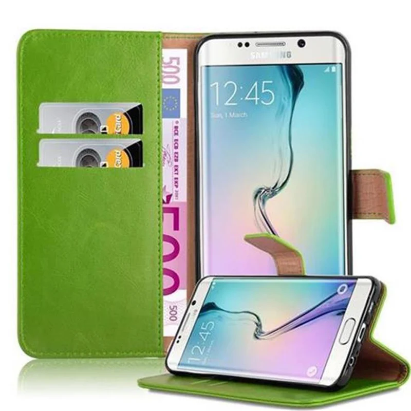 Cadorabo Hülle kompatibel mit Samsung Galaxy S6 EDGE PLUS Schutzhülle mit Magnetverschluss, Standfunktion und Kartenfach