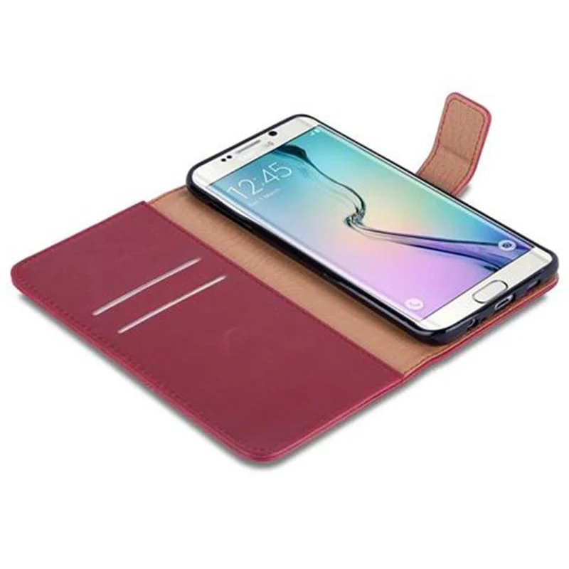 Cadorabo Hülle kompatibel mit Samsung Galaxy S6 EDGE PLUS Schutzhülle mit Magnetverschluss, Standfunktion und Kartenfach