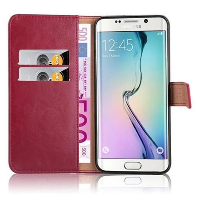 Cadorabo Hülle kompatibel mit Samsung Galaxy S6 EDGE PLUS Schutzhülle mit Magnetverschluss, Standfunktion und Kartenfach