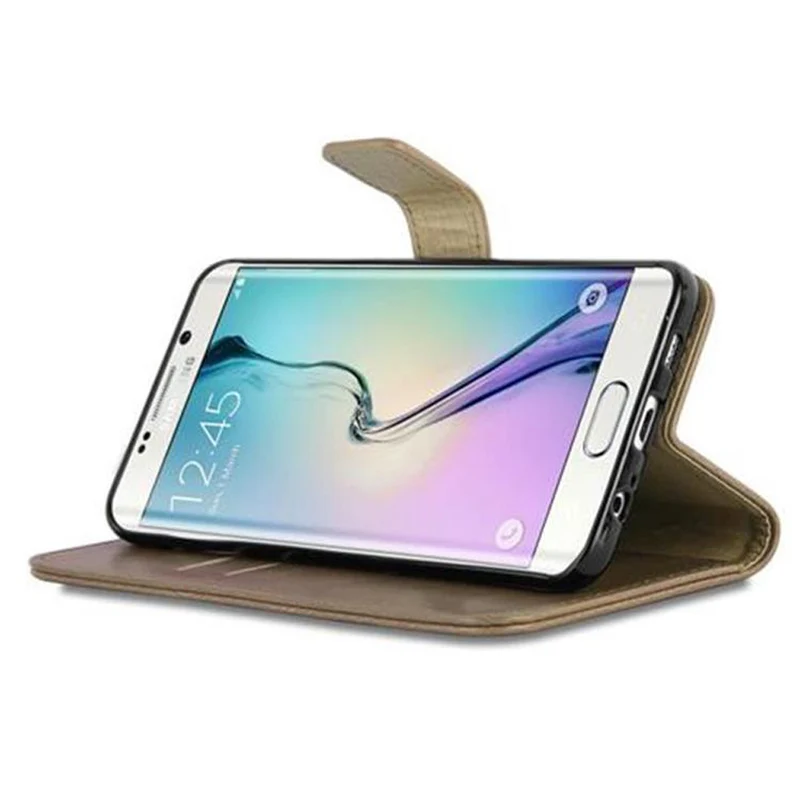 Cadorabo Hülle kompatibel mit Samsung Galaxy S6 EDGE PLUS Schutzhülle mit Magnetverschluss, Standfunktion und Kartenfach