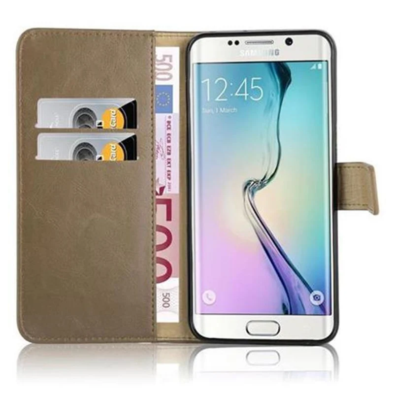 Cadorabo Hülle kompatibel mit Samsung Galaxy S6 EDGE PLUS Schutzhülle mit Magnetverschluss, Standfunktion und Kartenfach