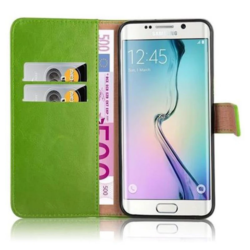 Cadorabo Hülle kompatibel mit Samsung Galaxy S6 EDGE PLUS Schutzhülle mit Magnetverschluss, Standfunktion und Kartenfach