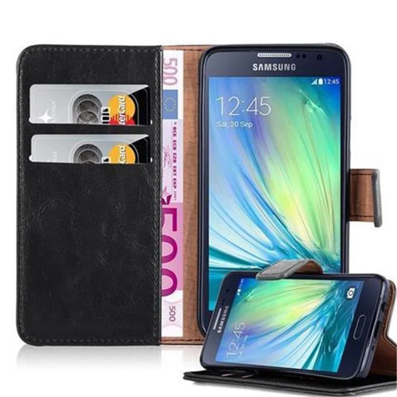 Cadorabo Hülle kompatibel mit Samsung Galaxy A3 2015 Schutzhülle mit Magnetverschluss, Standfunktion und Kartenfach
