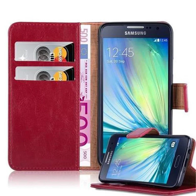 Cadorabo Hülle kompatibel mit Samsung Galaxy A3 2015 Schutzhülle mit Magnetverschluss, Standfunktion und Kartenfach