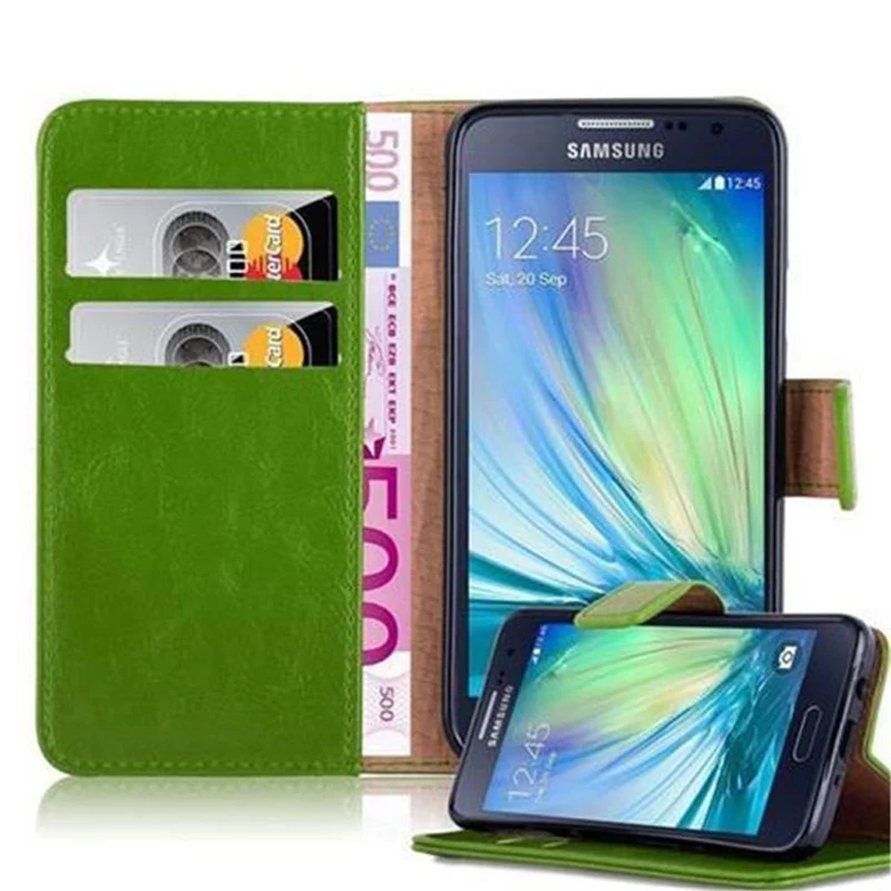 Cadorabo Hülle kompatibel mit Samsung Galaxy A3 2015 Schutzhülle mit Magnetverschluss, Standfunktion und Kartenfach