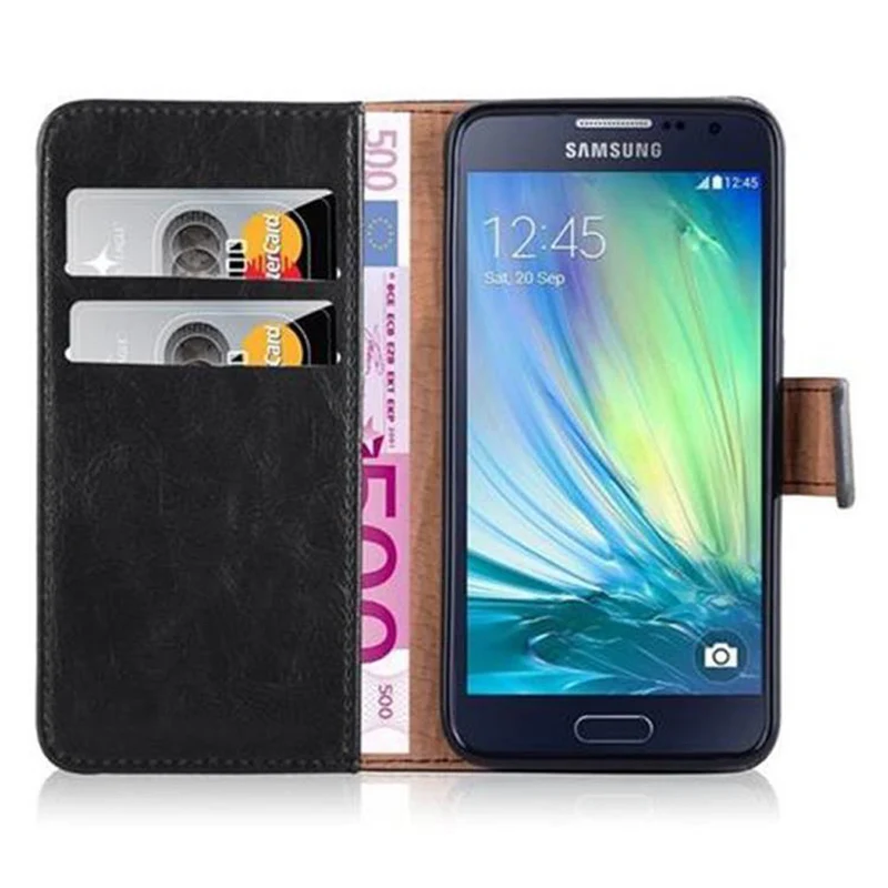 Cadorabo Hülle kompatibel mit Samsung Galaxy A3 2015 Schutzhülle mit Magnetverschluss, Standfunktion und Kartenfach