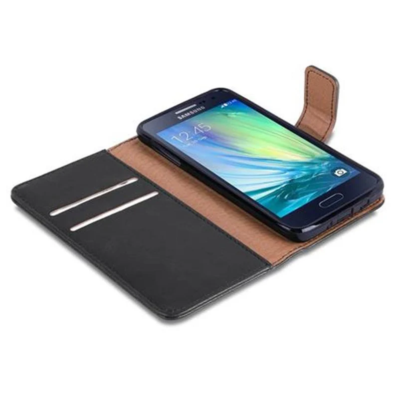 Cadorabo Hülle kompatibel mit Samsung Galaxy A3 2015 Schutzhülle mit Magnetverschluss, Standfunktion und Kartenfach