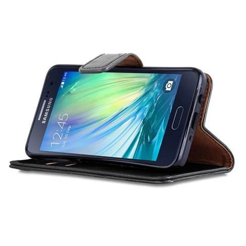 Cadorabo Hülle kompatibel mit Samsung Galaxy A3 2015 Schutzhülle mit Magnetverschluss, Standfunktion und Kartenfach