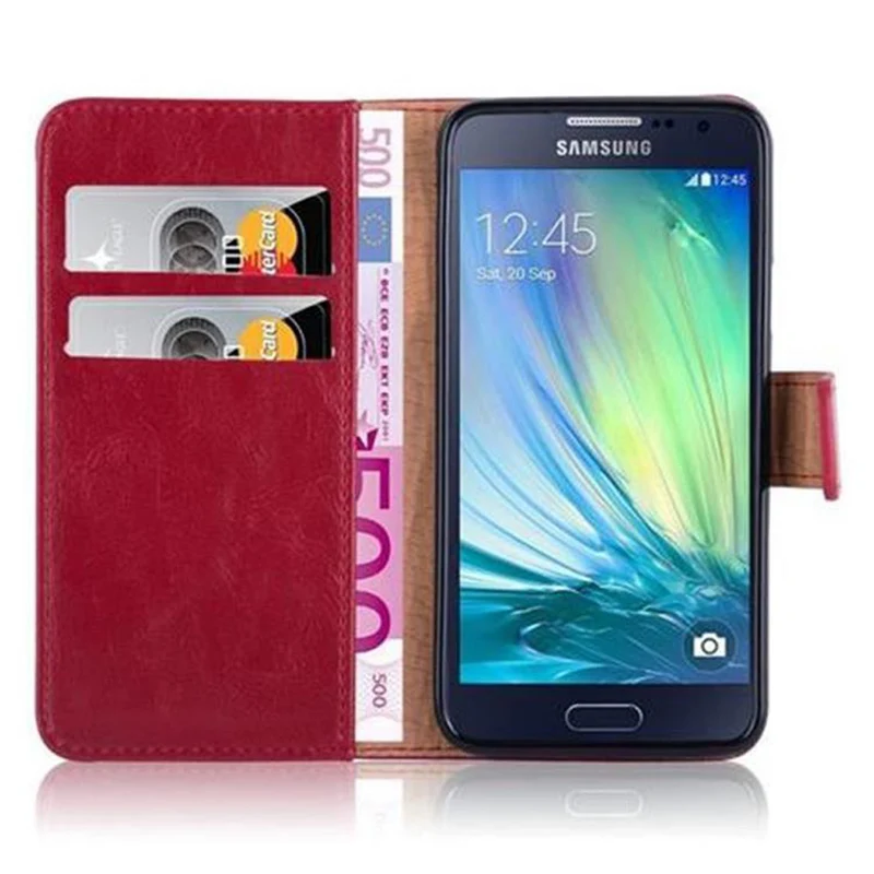 Cadorabo Hülle kompatibel mit Samsung Galaxy A3 2015 Schutzhülle mit Magnetverschluss, Standfunktion und Kartenfach