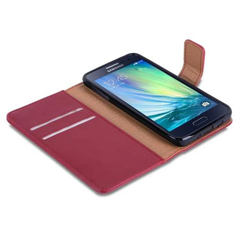 Cadorabo Hülle kompatibel mit Samsung Galaxy A3 2015 Schutzhülle mit Magnetverschluss, Standfunktion und Kartenfach