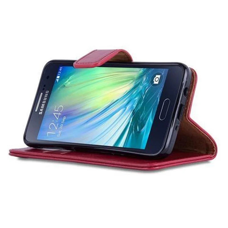 Cadorabo Hülle kompatibel mit Samsung Galaxy A3 2015 Schutzhülle mit Magnetverschluss, Standfunktion und Kartenfach