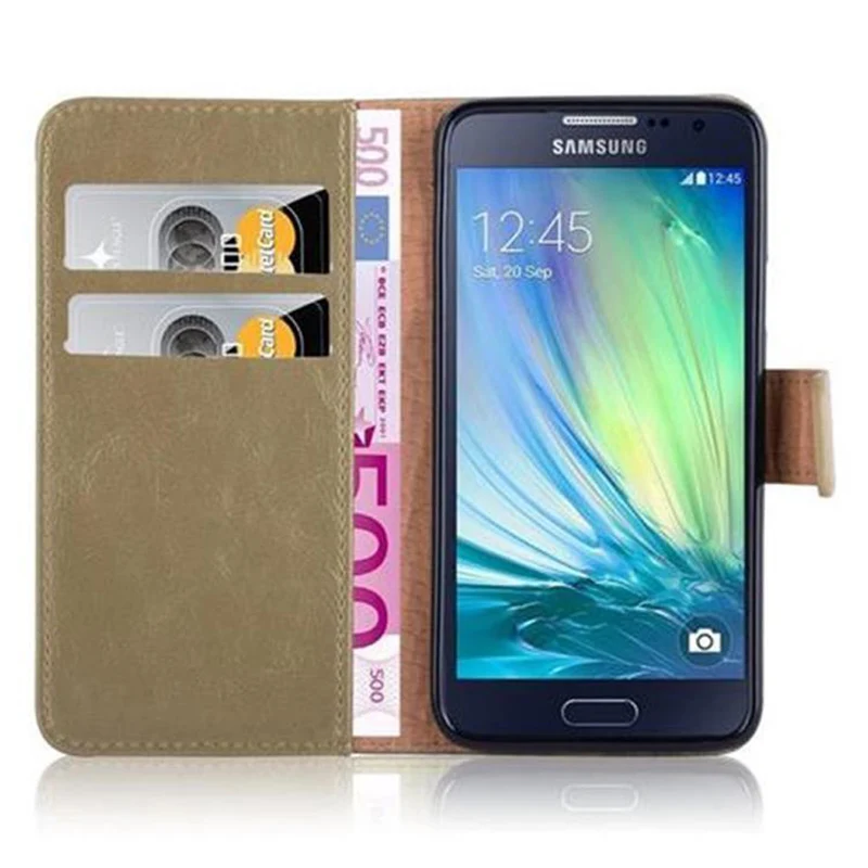 Cadorabo Hülle kompatibel mit Samsung Galaxy A3 2015 Schutzhülle mit Magnetverschluss, Standfunktion und Kartenfach