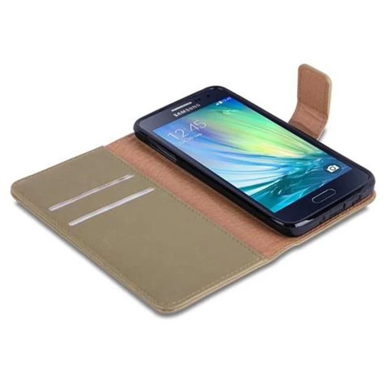 Cadorabo Hülle kompatibel mit Samsung Galaxy A3 2015 Schutzhülle mit Magnetverschluss, Standfunktion und Kartenfach