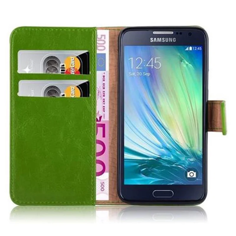 Cadorabo Hülle kompatibel mit Samsung Galaxy A3 2015 Schutzhülle mit Magnetverschluss, Standfunktion und Kartenfach